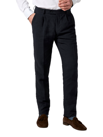 KOY Tailored Linen Suit Trousers, Blue Navy, Blue Navy