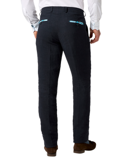 KOY Tailored Linen Suit Trousers, Blue Navy - view 2, Blue Navy