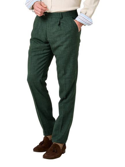 KOY Tailored Fit Linen Blend Suit Trousers, Emerald, Emerald