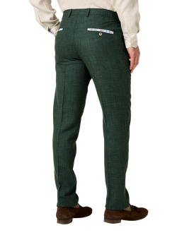 KOY Tailored Fit Linen Blend Suit Trousers, Emerald - view 2, Emerald