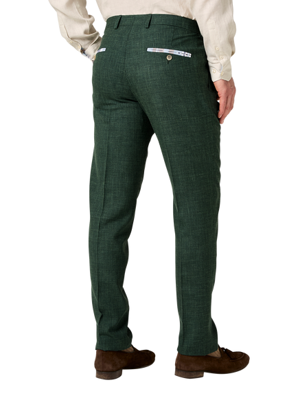 KOY Tailored Fit Linen Blend Suit Trousers, Emerald - view 2, Emerald