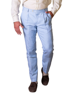 KOY Linen & Wool Blend Trousers, Light Blue, Light Blue
