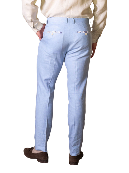 KOY Linen & Wool Blend Trousers, Light Blue - view 2, Light Blue