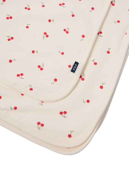 Polarn O. Pyret Baby Cherry Print Blanket, White - view 2, White
