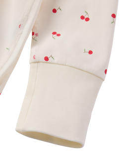Polarn O. Pyret Baby Cherry Print Long Sleeve Bodysuit, White - view 2, White