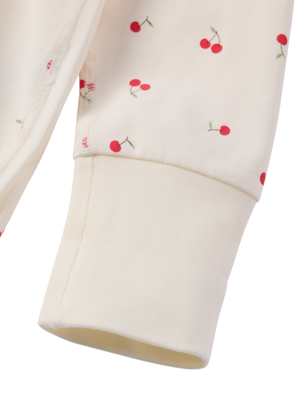 Polarn O. Pyret Baby Cherry Print Long Sleeve Bodysuit, White - view 2, White
