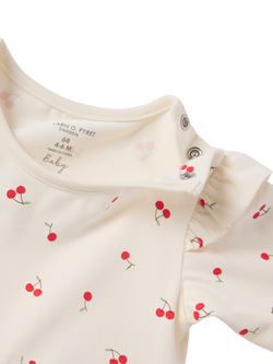 Polarn O. Pyret Baby Cherry Print Bodysuit, White - view 2, White