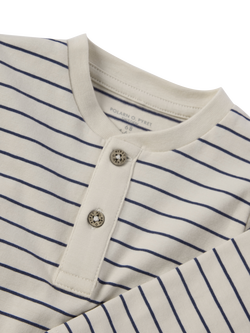 Polarn O. Pyret Baby Smart Stripe Button Placket Bodysuit, White - view 2, White