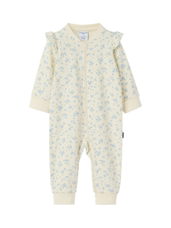 Polarn O. Pyret Baby Floral Ruffle Sleepsuit, Yellow, Yellow