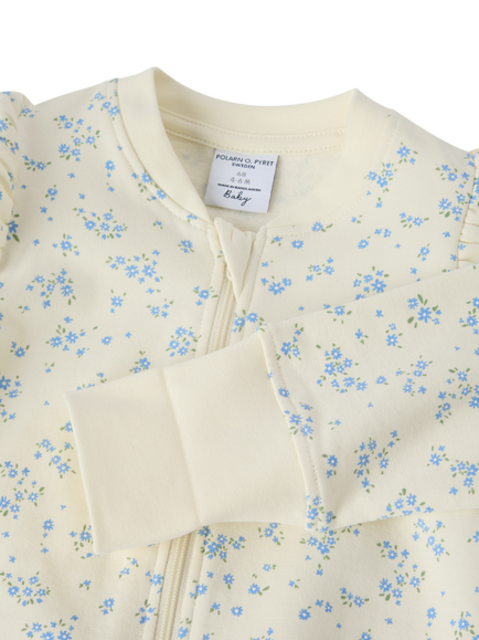 Polarn O. Pyret Baby Floral Ruffle Sleepsuit, Yellow - view 2, Yellow