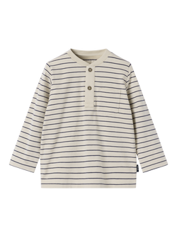 Polarn O. Pyret Baby Smart Stripe Button Placket Top, White, White