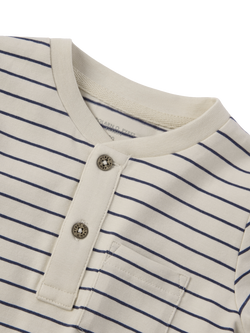 Polarn O. Pyret Baby Smart Stripe Button Placket Top, White - view 2, White