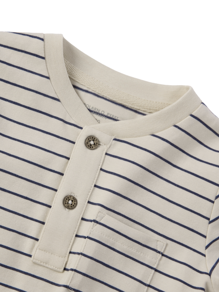Polarn O. Pyret Baby Smart Stripe Button Placket Top, White - view 2, White