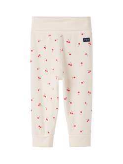 Polarn O. Pyret Baby Cherry Print Trousers, White, White