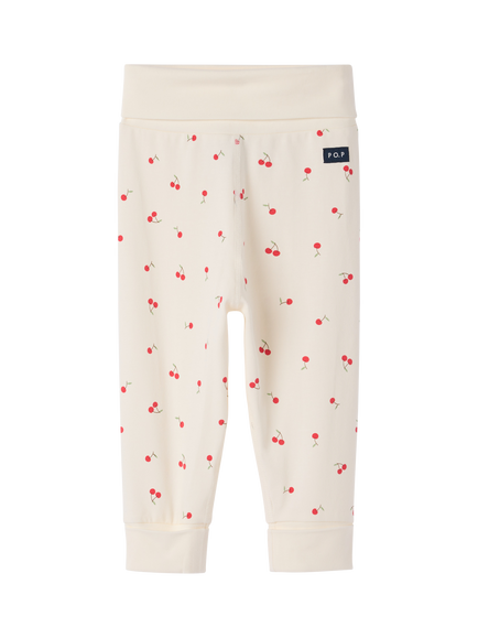 Polarn O. Pyret Baby Cherry Print Trousers, White, White