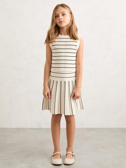 Reiss Kids' Lorilee Knitted Tank Top, Ivory/Navy, Ivory/Navy