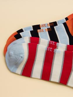 Joules Cotton Rich Stripe Trainer Socks, Pack of 5, Multi - view 2, Multi