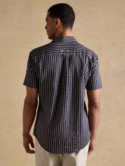 Joules Rope Print Linen Rich Short Sleeve Shirt, Navy - view 2, Navy