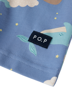 Polarn O. Pyret Kids' Whale Short Pyjama Set, Blue - view 2, Blue