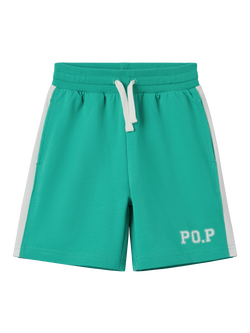 Polarn O. Pyret Kids' Varsity Logo Shorts, Green, Green
