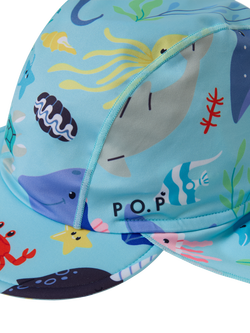 Polarn O. Pyret Kids' Sea Life Swim Hat, Blue - view 2, Blue