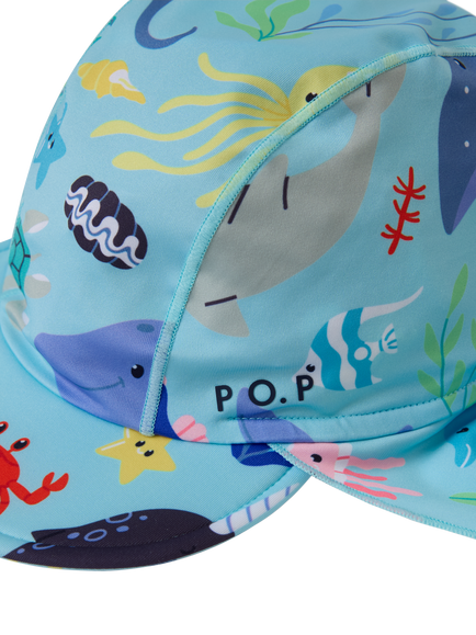 Polarn O. Pyret Kids' Sea Life Swim Hat, Blue - view 2, Blue