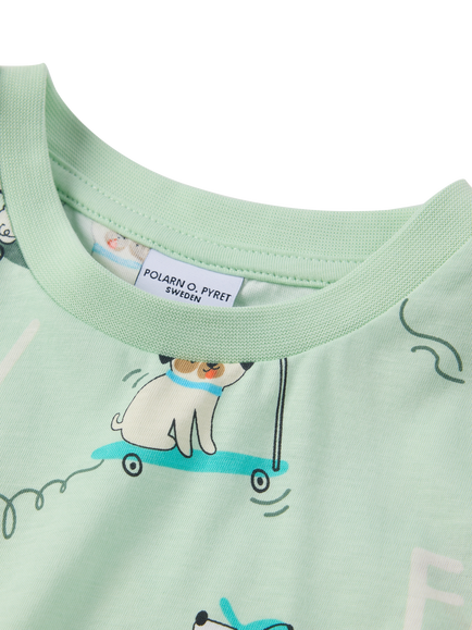 Polarn O. Pyret Kids' Cotton Dog Print T-Shirt, Green - view 2, Green