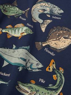 Polarn O. Pyret Kids' Fish Print T-Shirt, Indigo - view 2, Indigo