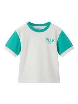 Polarn O. Pyret Kids' Colour Block Oversized T-Shirt, White, White