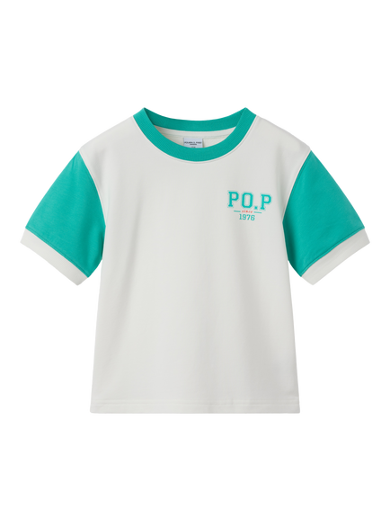 Polarn O. Pyret Kids' Colour Block Oversized T-Shirt, White, White