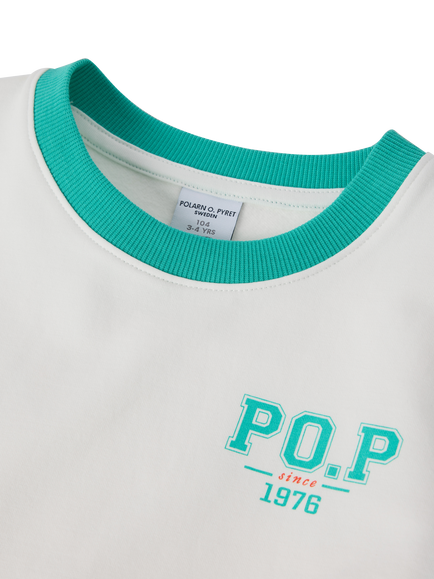 Polarn O. Pyret Kids' Colour Block Oversized T-Shirt, White - view 2, White
