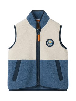 Polarn O. Pyret Kids' Pile Fleece Colour Block Gilet, White, White