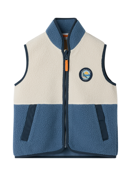 Polarn O. Pyret Kids' Pile Fleece Colour Block Gilet, White, White