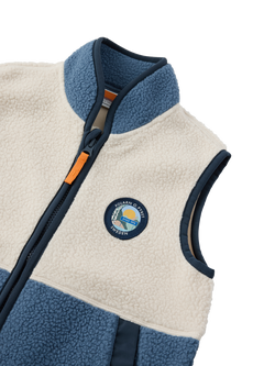 Polarn O. Pyret Kids' Pile Fleece Colour Block Gilet, White - view 2, White