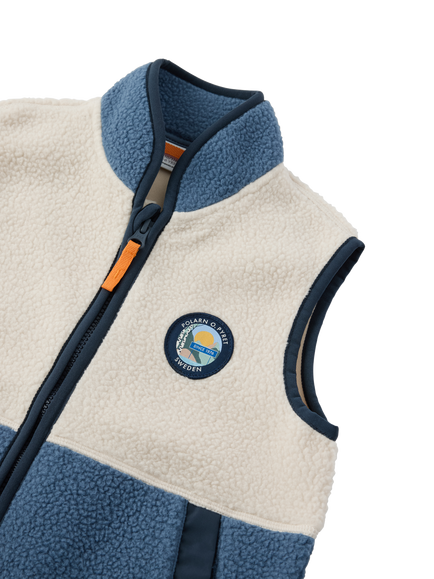 Polarn O. Pyret Kids' Pile Fleece Colour Block Gilet, White - view 2, White