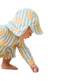 MORI Baby UPF Sun Hat, Lemon & Blue Stripe - view 2, Lemon & Blue Stripe