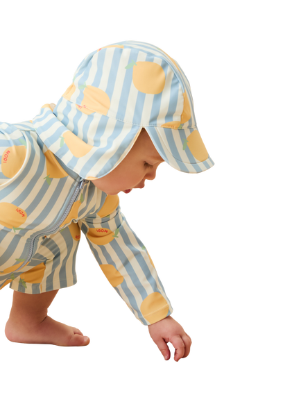 MORI Baby UPF Sun Hat, Lemon & Blue Stripe - view 2, Lemon & Blue Stripe