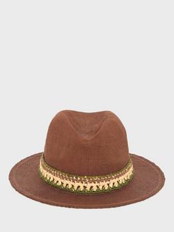 Gerard Darel Emilie Woven Band Trilby Hat, Brown/Multi, Brown/Multi