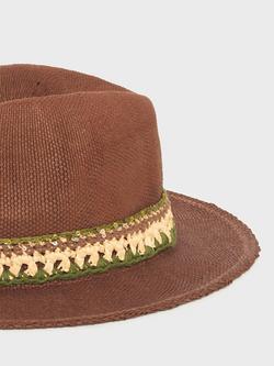 Gerard Darel Emilie Woven Band Trilby Hat, Brown/Multi - view 2, Brown/Multi