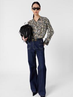 Gerard Darel Clymene Floral Blouse, Blue/Multi, Blue/Multi