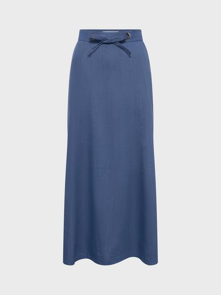 Gerard Darel Jihane Tie Waist Linen Rich Skirt, Indigo, Indigo