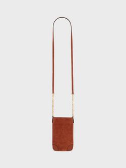 Gerard Darel Charlotte Pure Suede Phone Bag, Dark Orange, Dark Orange