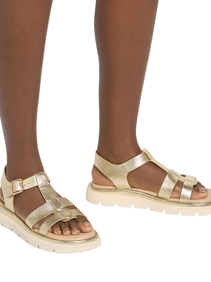 Dune London Lilar Leather Chunky Gladiator Sandals - view 2, Gold
