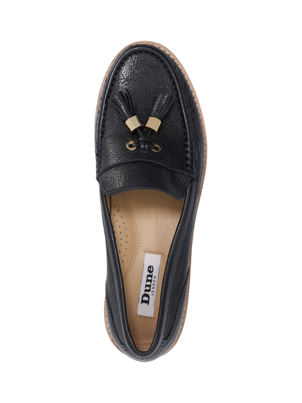 Dune London Gwen Wide Fit Leather Casual Tassel Trim Loafers - view 2, Black