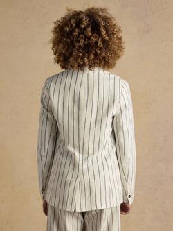 Joules Stripe Linen Rich Blazer, Light Blue - view 2, Light Blue