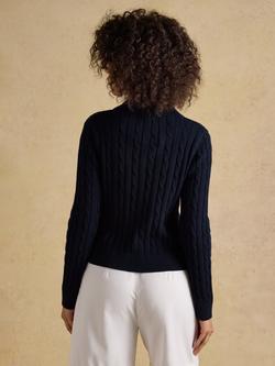 Joules Jonty Cable Knit Cardigan, Navy - view 2, Navy