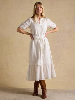 Joules Susanna Broderie Anglaise Dress, White, White
