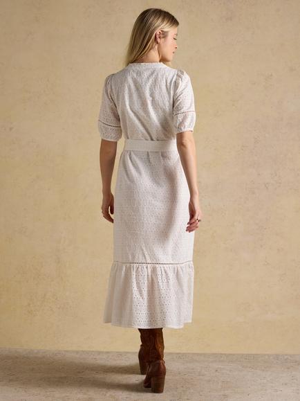 Joules Susanna Broderie Anglaise Dress, White - view 2, White