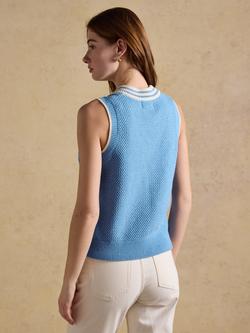 Joules Cricket Cable Knitted Tank Top, Blue - view 2, Blue