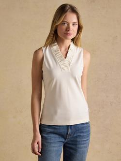 Joules Heidi Frill Neck Top, Cream, Cream